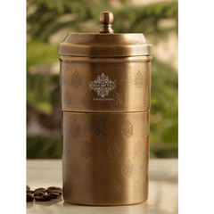Pure Brass Coffee Filter Antique Dark Finished Embossed Design Medium Size