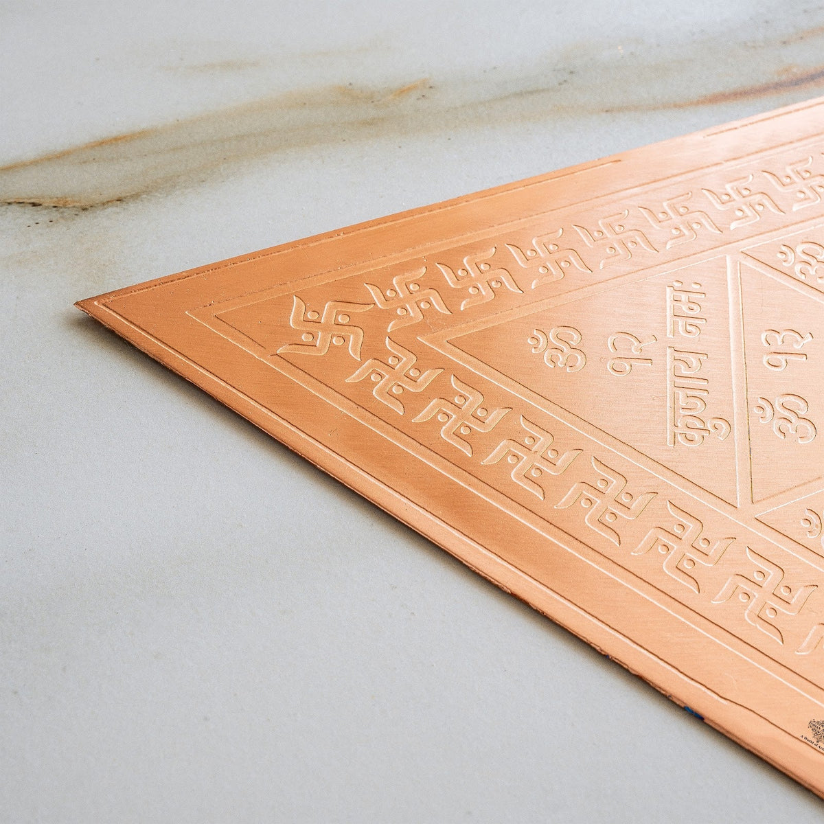 Copper Triangle Yantra, Intricate Engraved Pooja Decor