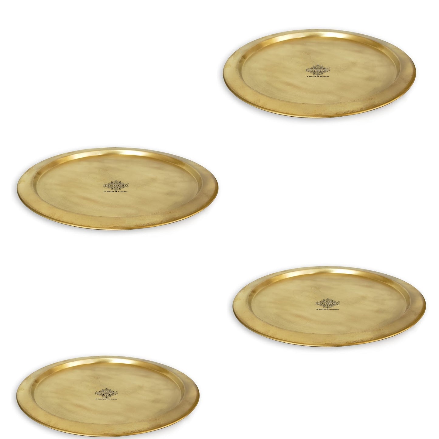 Handcrafted Pure Brass Thali | Plate with Matt Finish Design, Tableware, Serveware
