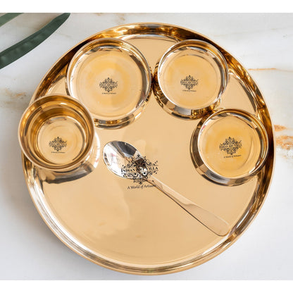 Bronze 6-Piece Dinner Set – Shine Finish Design Thali set, Traditional Indian Dinnerware for Home & Special Occasions