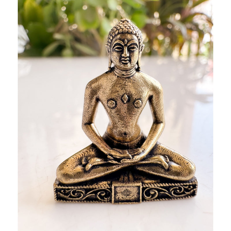 Pure Brass Miniature Mahaveer ji Statue - 3 cm