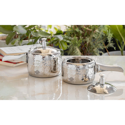 Stainless Steel Cooker With Hammered Design (Serving Only)