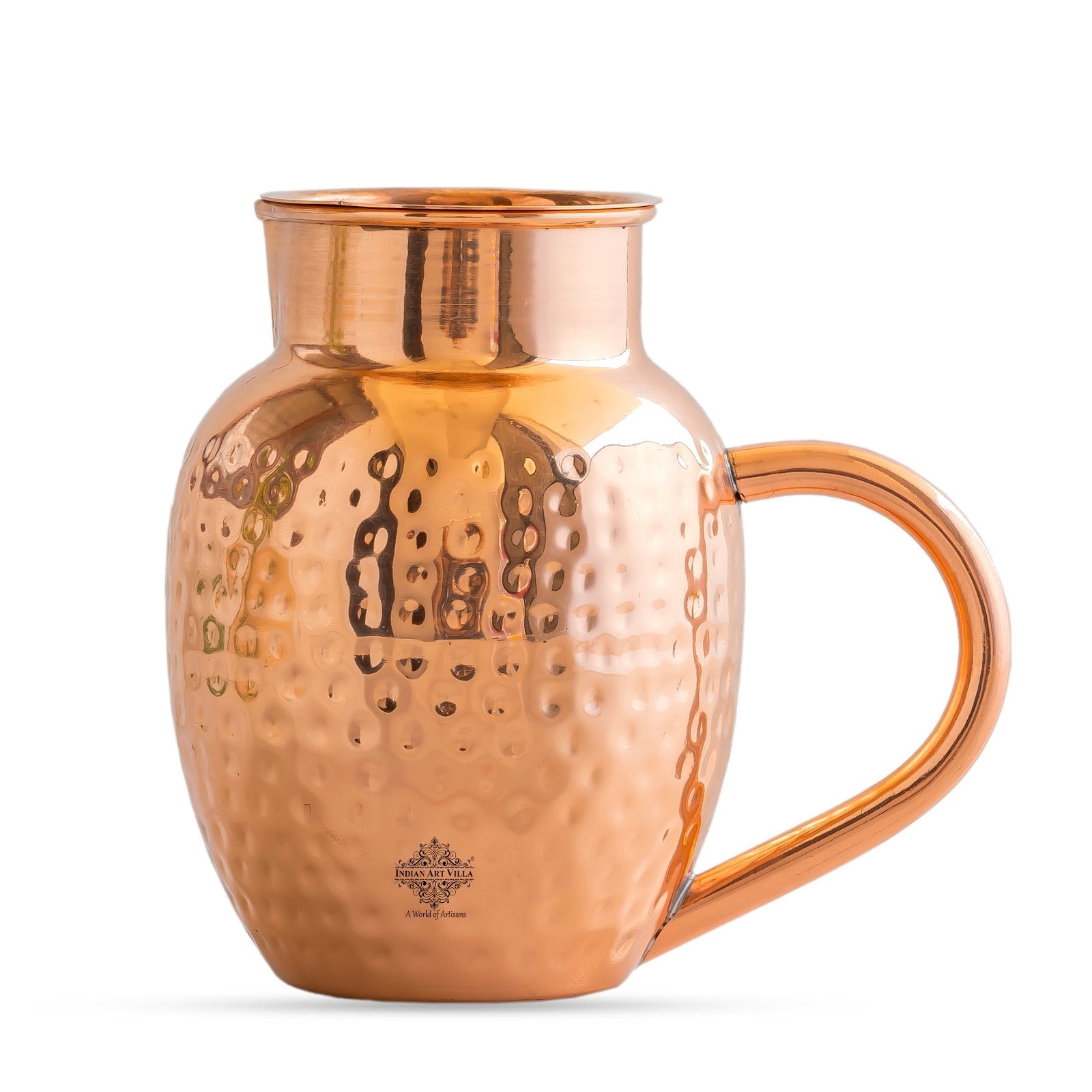 Pure Copper Hammered Surai Jug with Bowl Style Lid