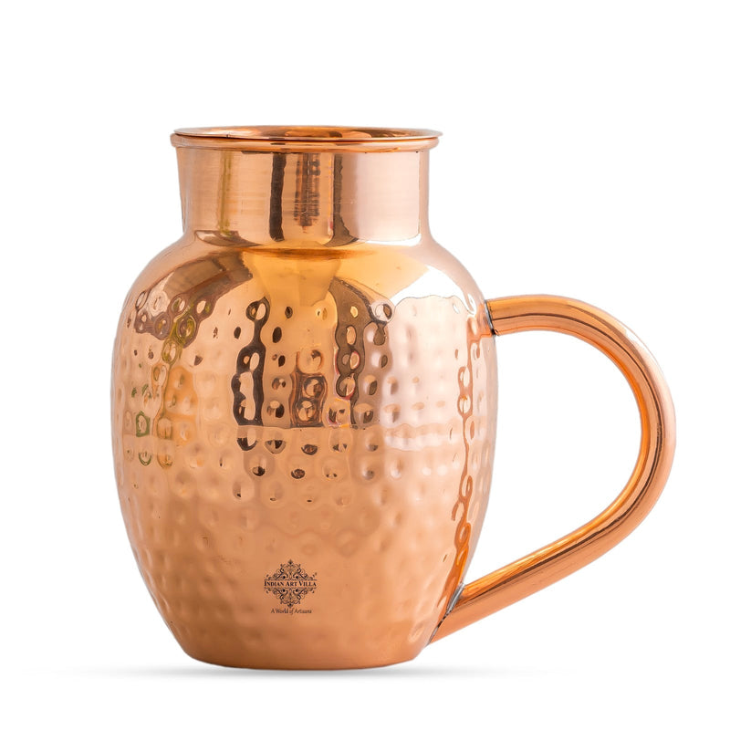 Pure Copper Hammered Surai Jug with Bowl Style Lid