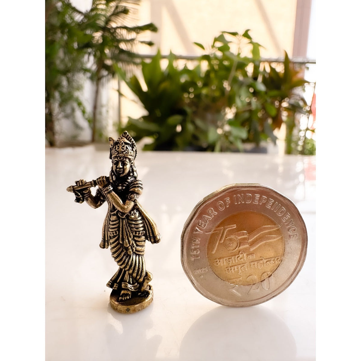 Pure Brass Miniature Krishna Ji Murti - 3.56 cm