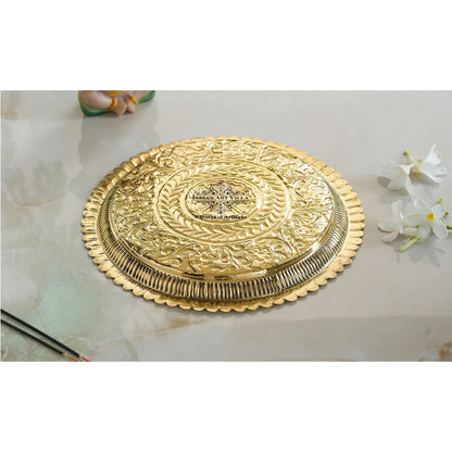 Pure Brass Flower Design Pooja Thali Plate,Poojan Temple Home