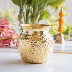 Pure Brass Lota with Swastik & Om Design for Pooja - 1000 ML