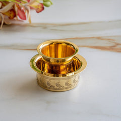 Brass Filter Coffee Dabra Set with Peacock Design
