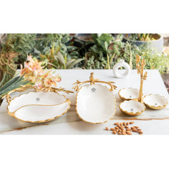 Brass Finish Decorative Serving Platter with Bird Design, Serveware for Home Décor, Gifting, and Special Occasions