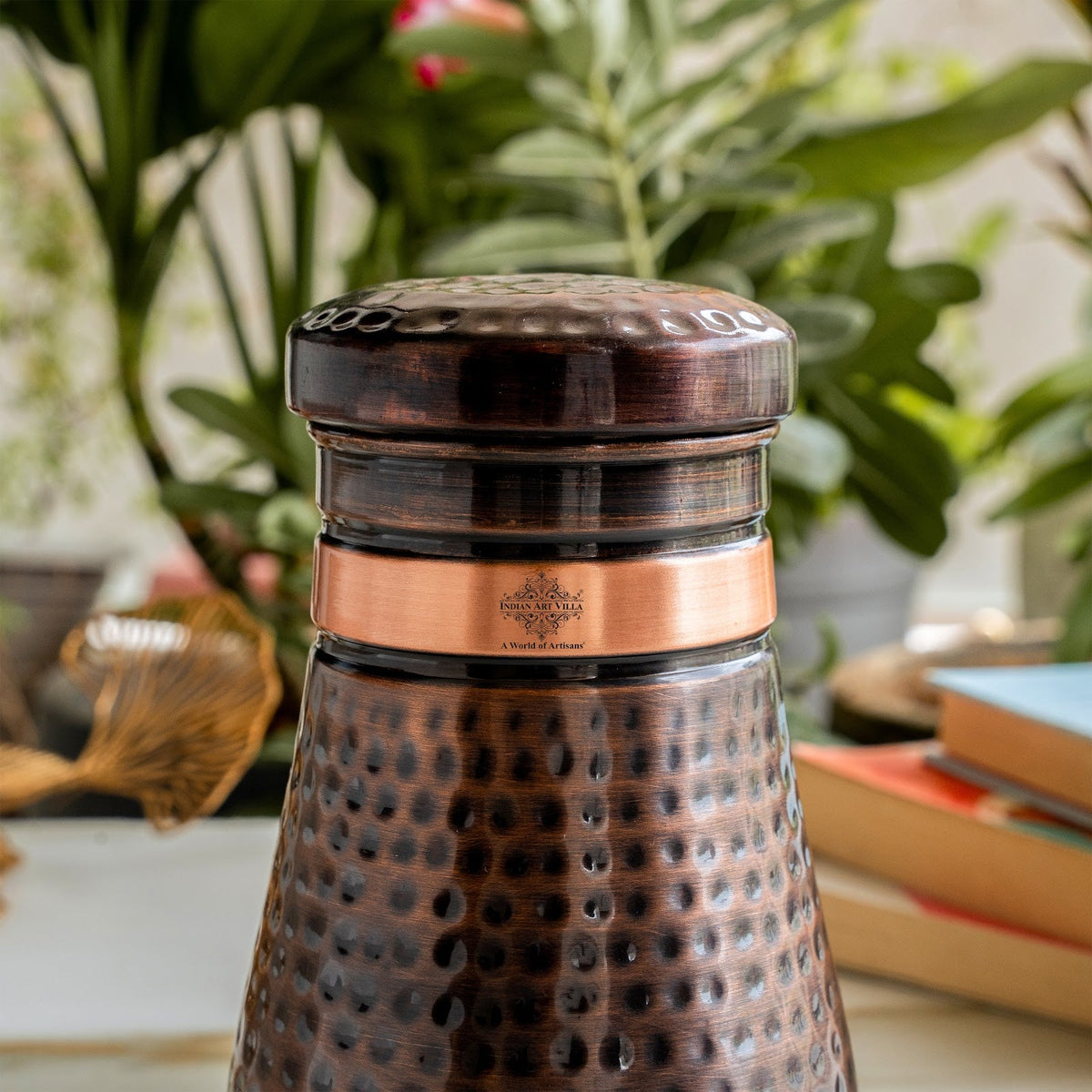 Copper Bedroom Bottle With Dark Hammered Design - 950ml