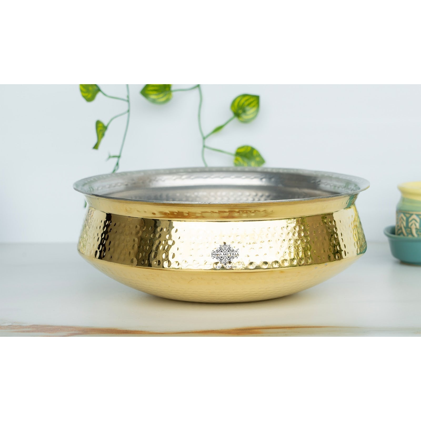 Brass Lagan Handi with Tin Lining for Cooking and Serving