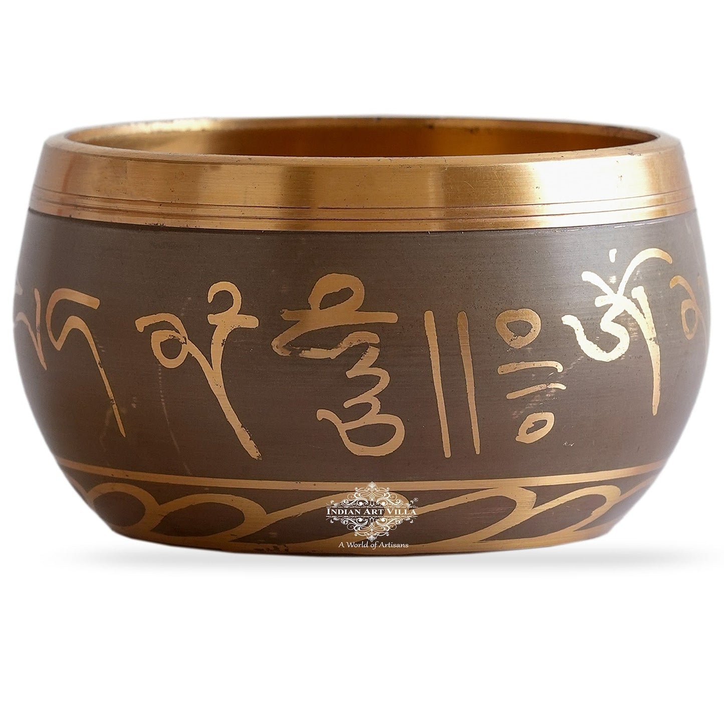 Handcrafted Brass Tibetan Singing Bowl with Sacred Engravings & Inside Budha Design, Diameter-10cm