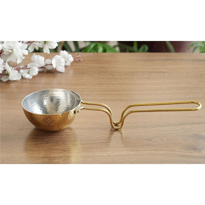 Pure Brass Tadka Pan With Long Handle - Traditional Cookware