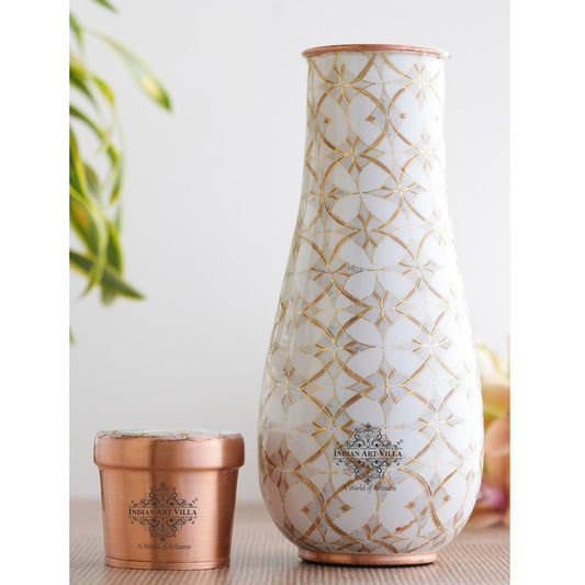 Pure Copper Bedroom Bottle with Golden Print Design 1500 ML