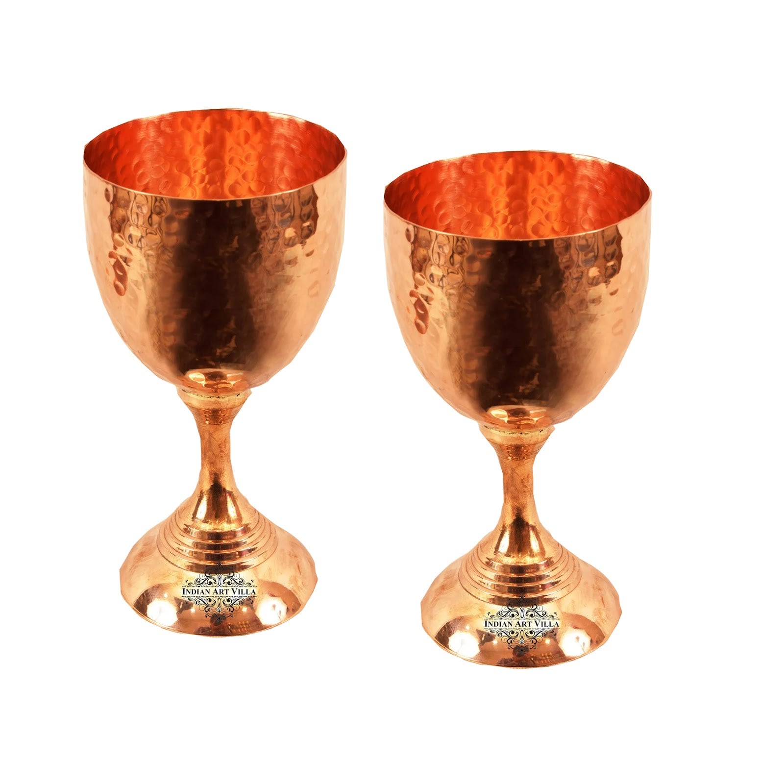 Pure Copper Hammered Design Wine Glass with Bottom 250 ML