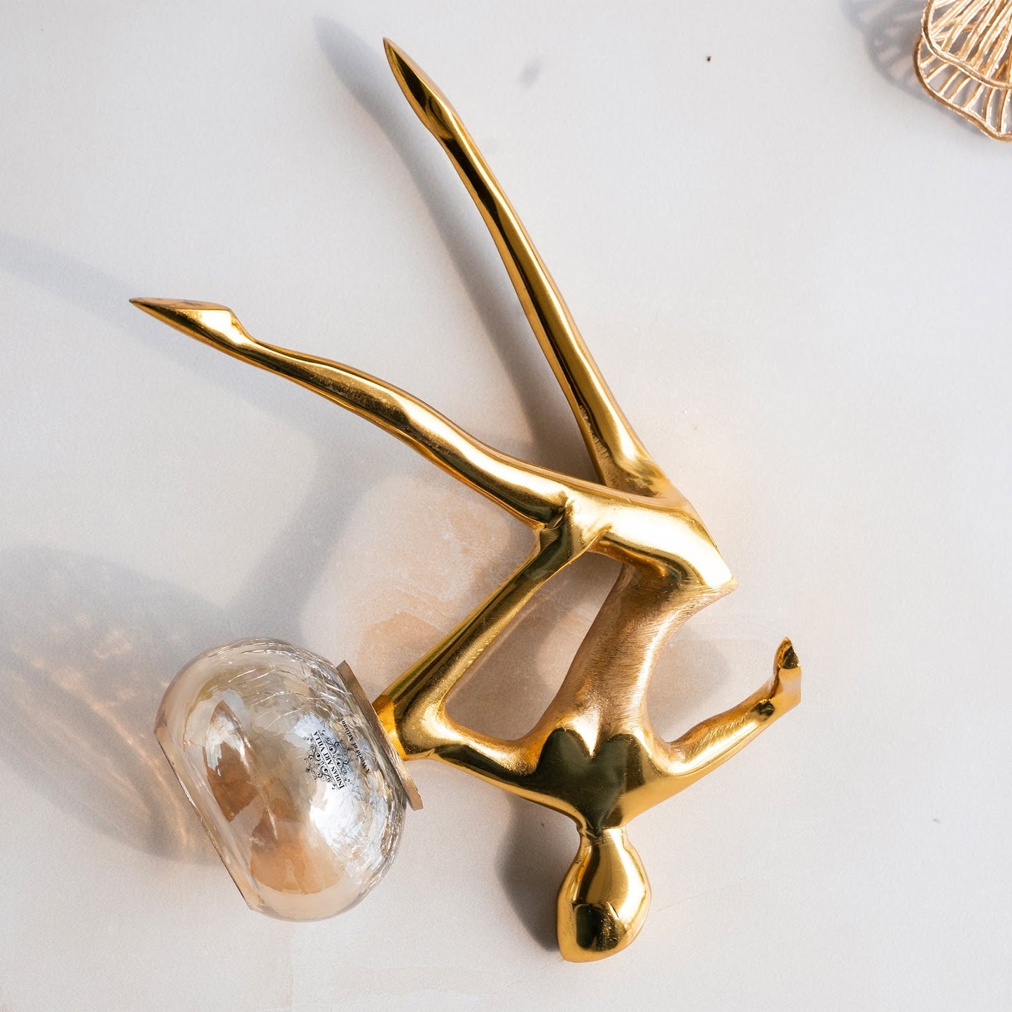 Gold Finish Decorative Candle Holder with Lady Design – Elegant Home Decor Accent, Perfect for Centerpiece