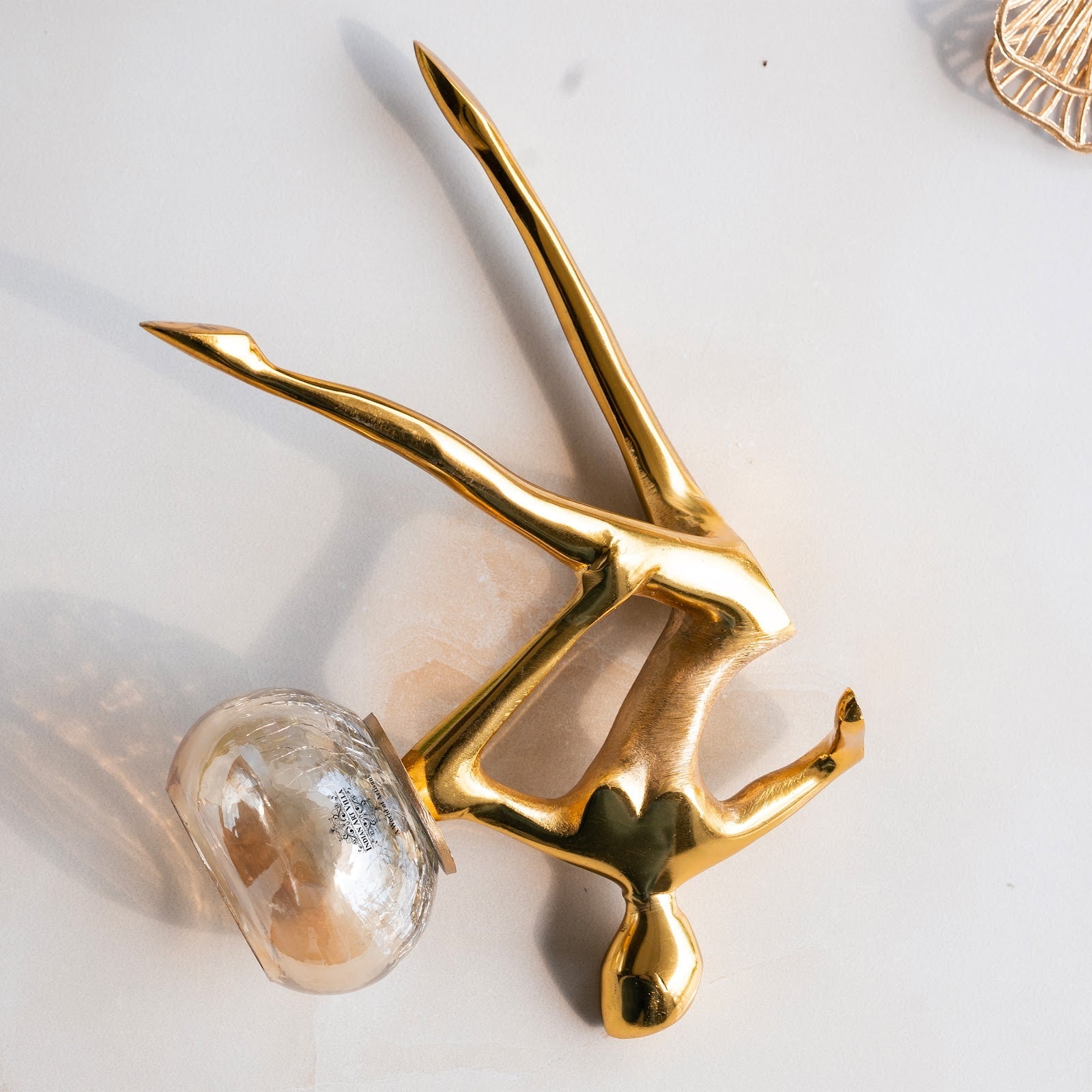 Gold Finish Decorative Candle Holder with Lady Design – Elegant Home Decor Accent, Perfect for Centerpiece