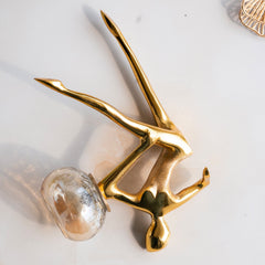 Gold Finish Decorative Candle Holder with Lady Design – Elegant Home Decor Accent, Perfect for Centerpiece