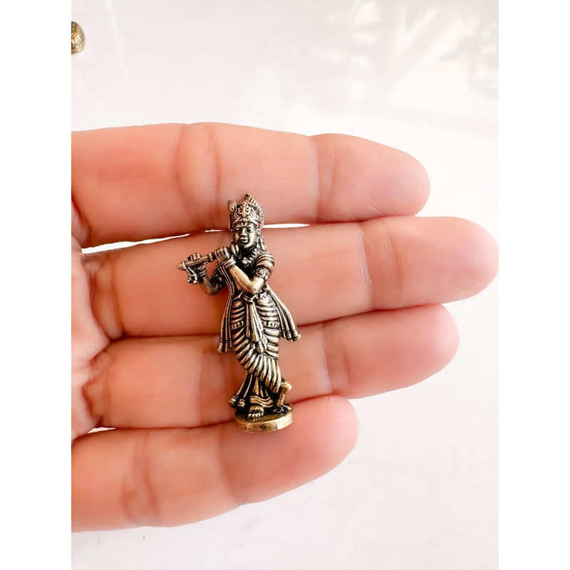 Pure Brass Miniature Krishna Ji Murti - 3.56 cm