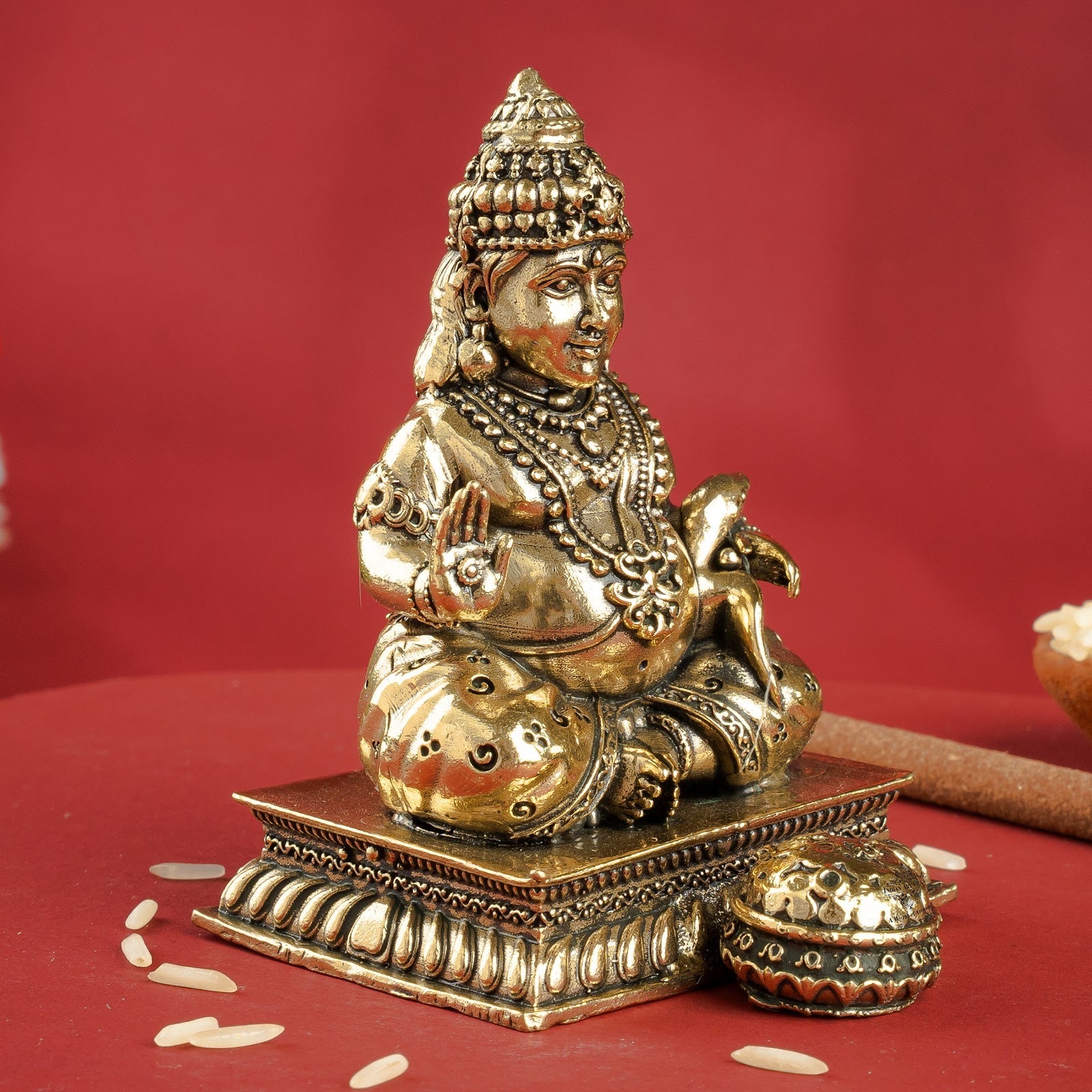 Pure Brass Kuber Murti - Lord of Wealth & Prosperity