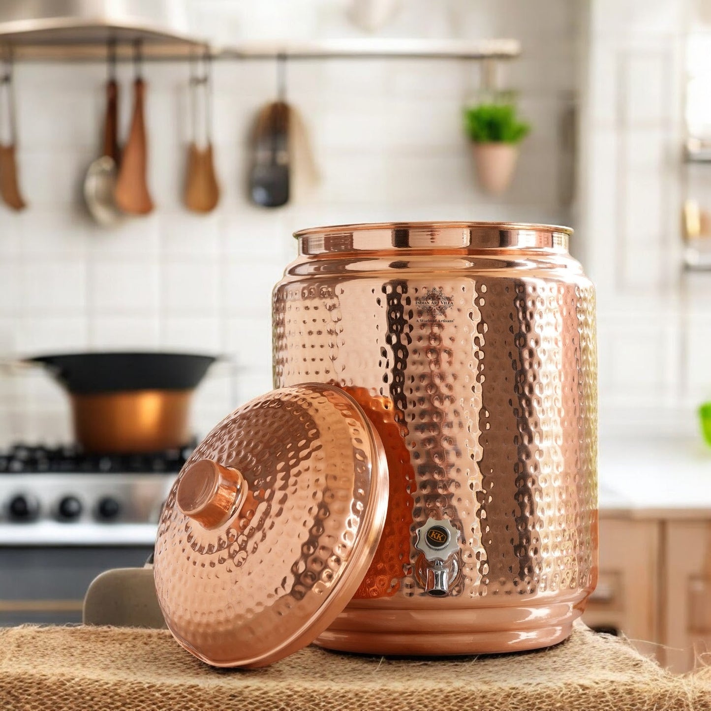 Pure Copper With Hammered Design Water Pot