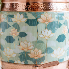 Copper Water Pot with Hammered Lotus Design & Brass Tap – 5300 ML