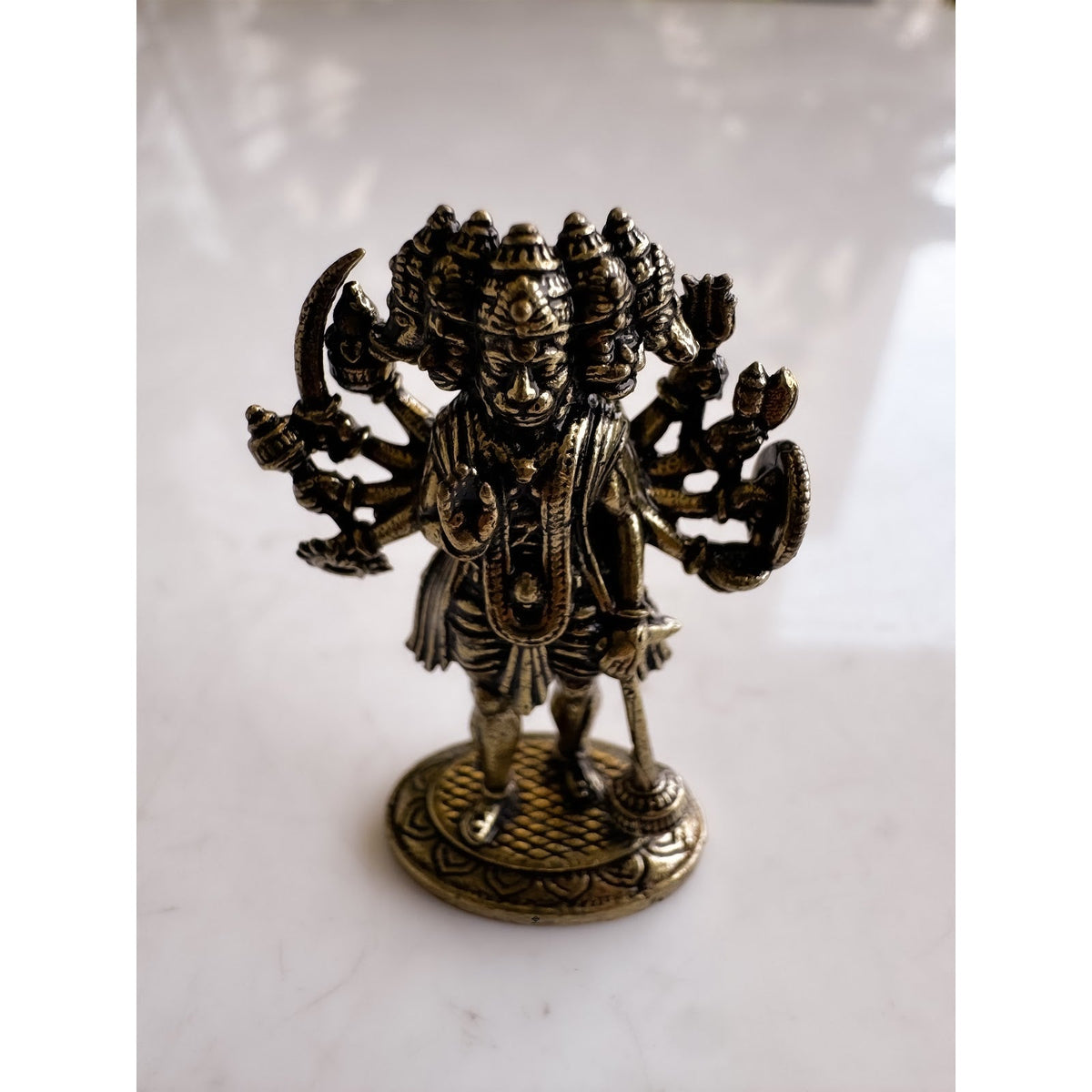 Pure Brass Miniature Panch Mukhi Hanuman Ji Murti - 4 cm
