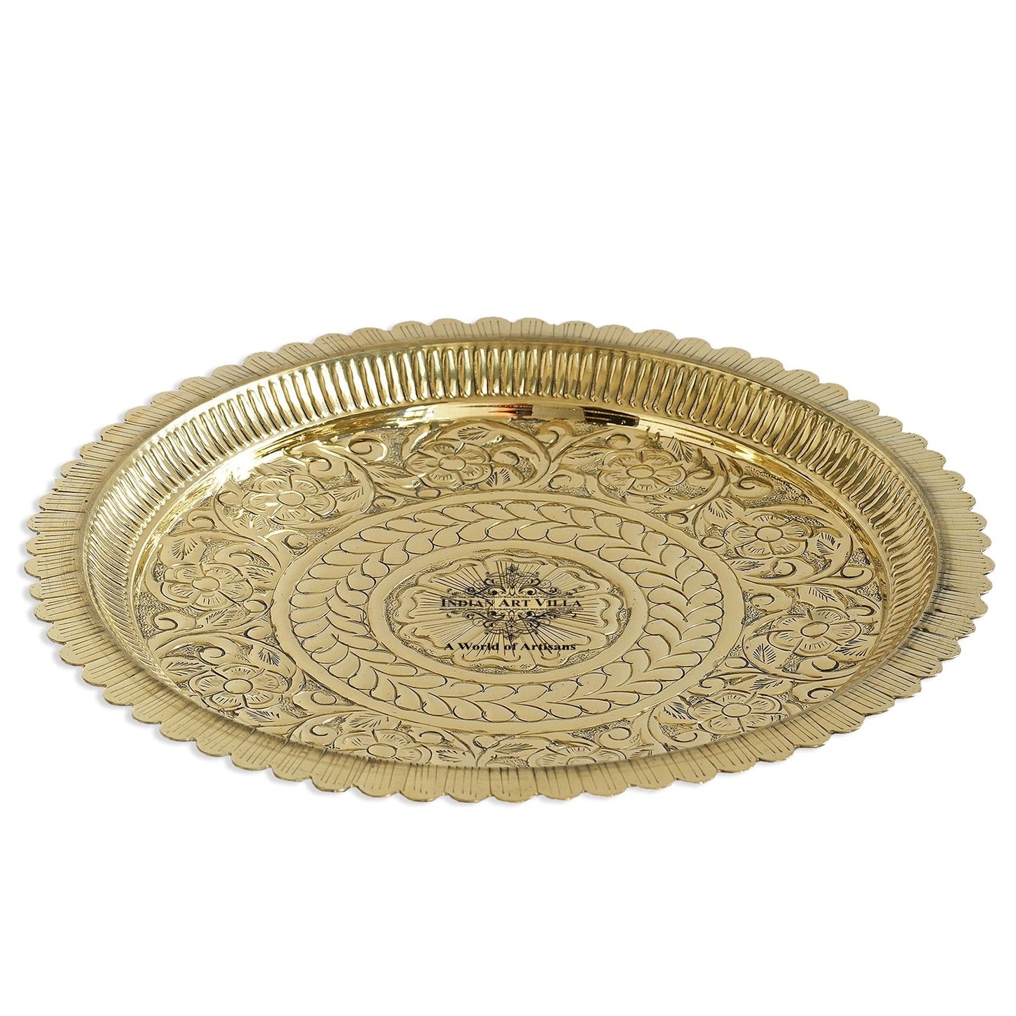 Pure Brass Flower Design Pooja Thali Plate,Poojan Temple Home
