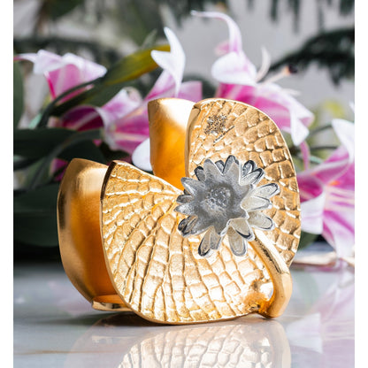 Brass Finish Lotus Flower Design Tissue/Napkin Holder – Stylish Table Accessory
