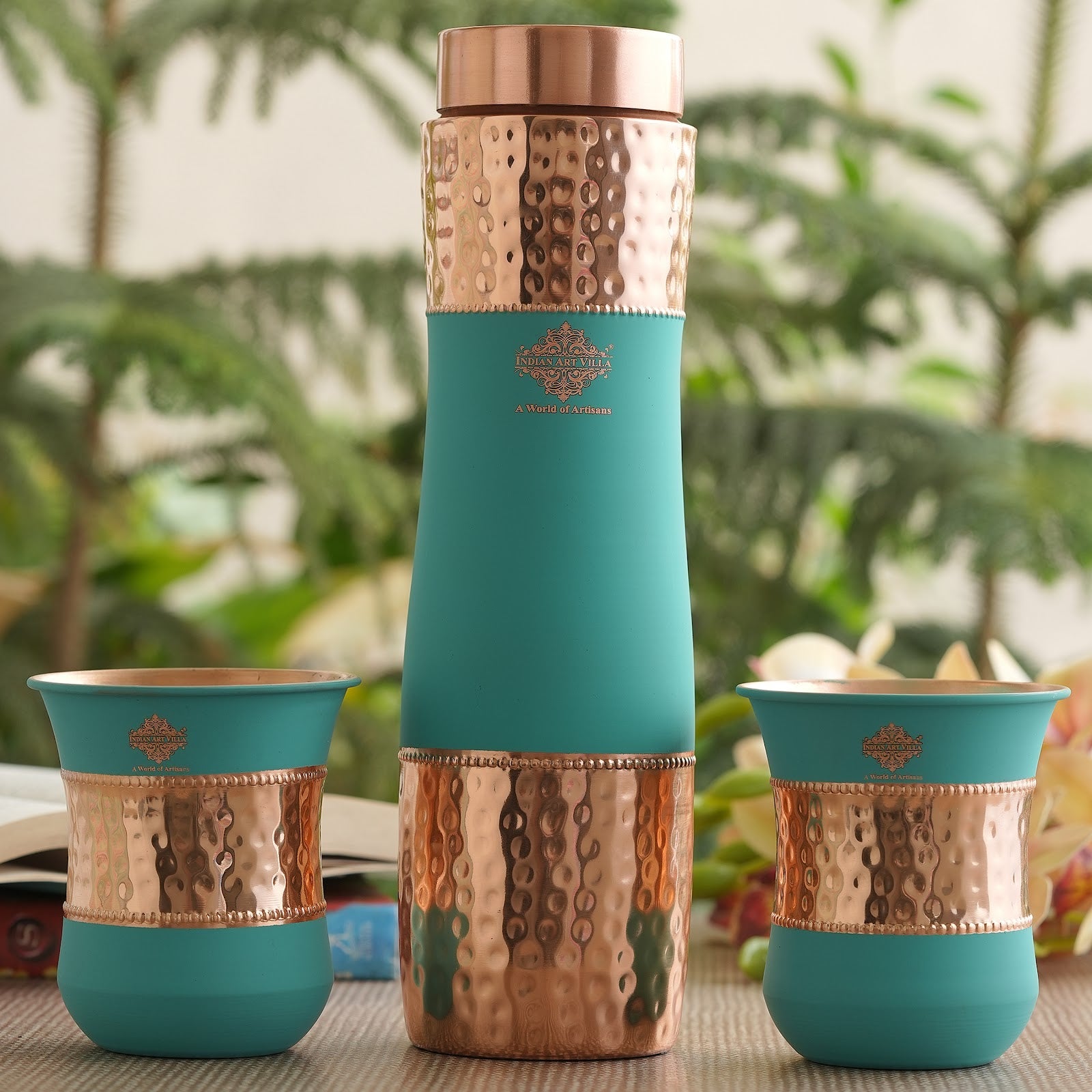 Personalized Copper Silk Finish Bottle & Glass Gift Set