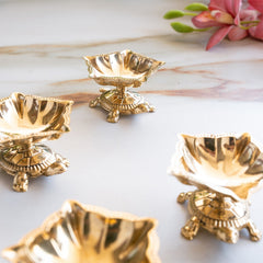 Pure Brass Panch Mukhi Tortoise Diya Set