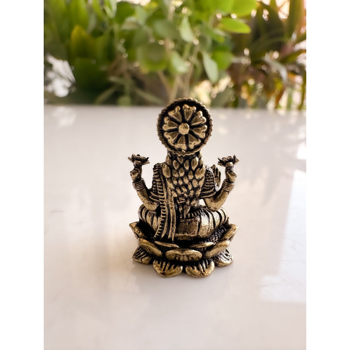 Pure Brass Miniature Lakshmi Ji Murti Sitting On Lotus