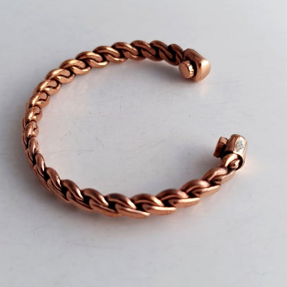 Pure Copper Chain Spiral Design Bracelet with Magnet Handcrafted Healing Bangle