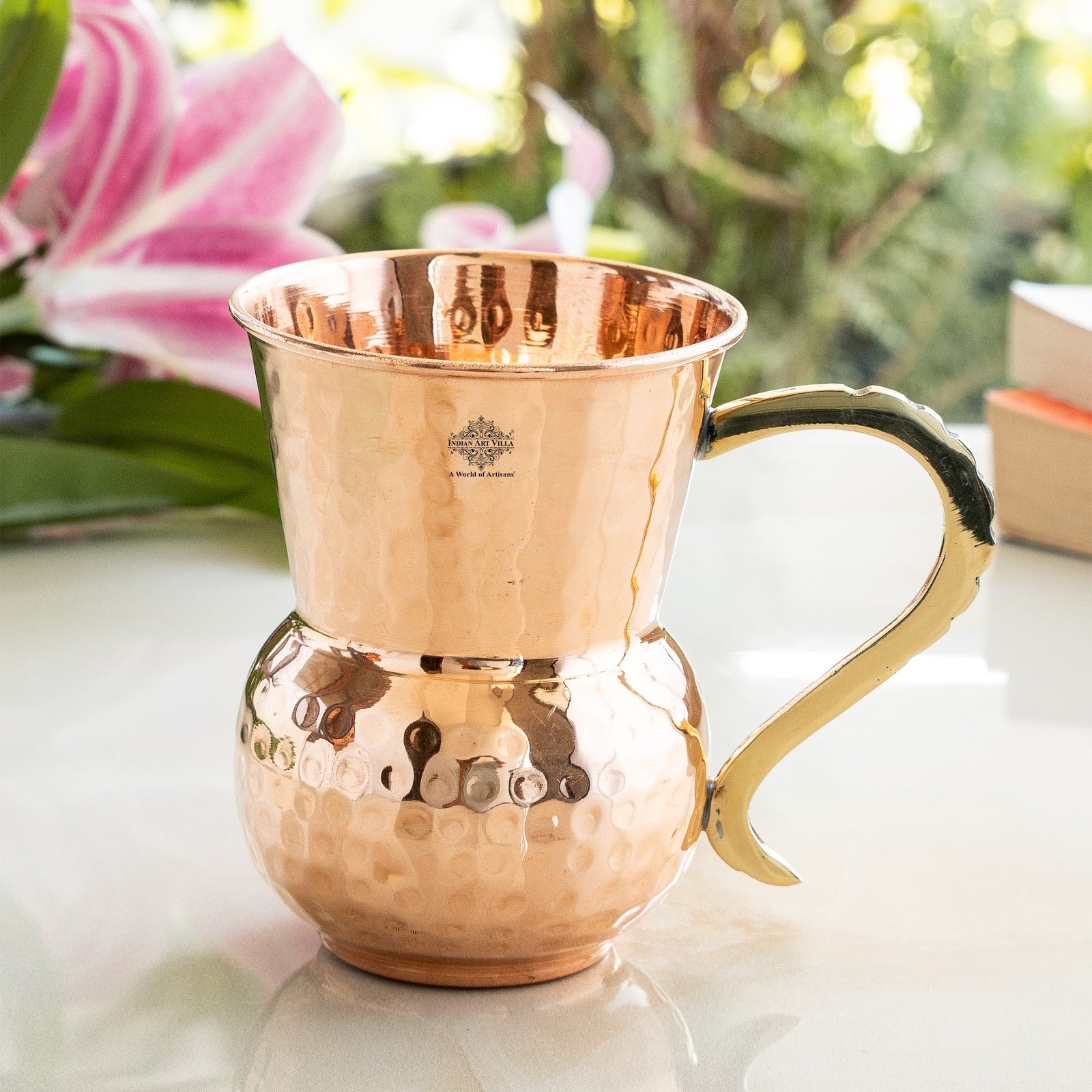 Pure Copper Mathat Shaped Hammered Design Moscow Mule Beer Mug Cup