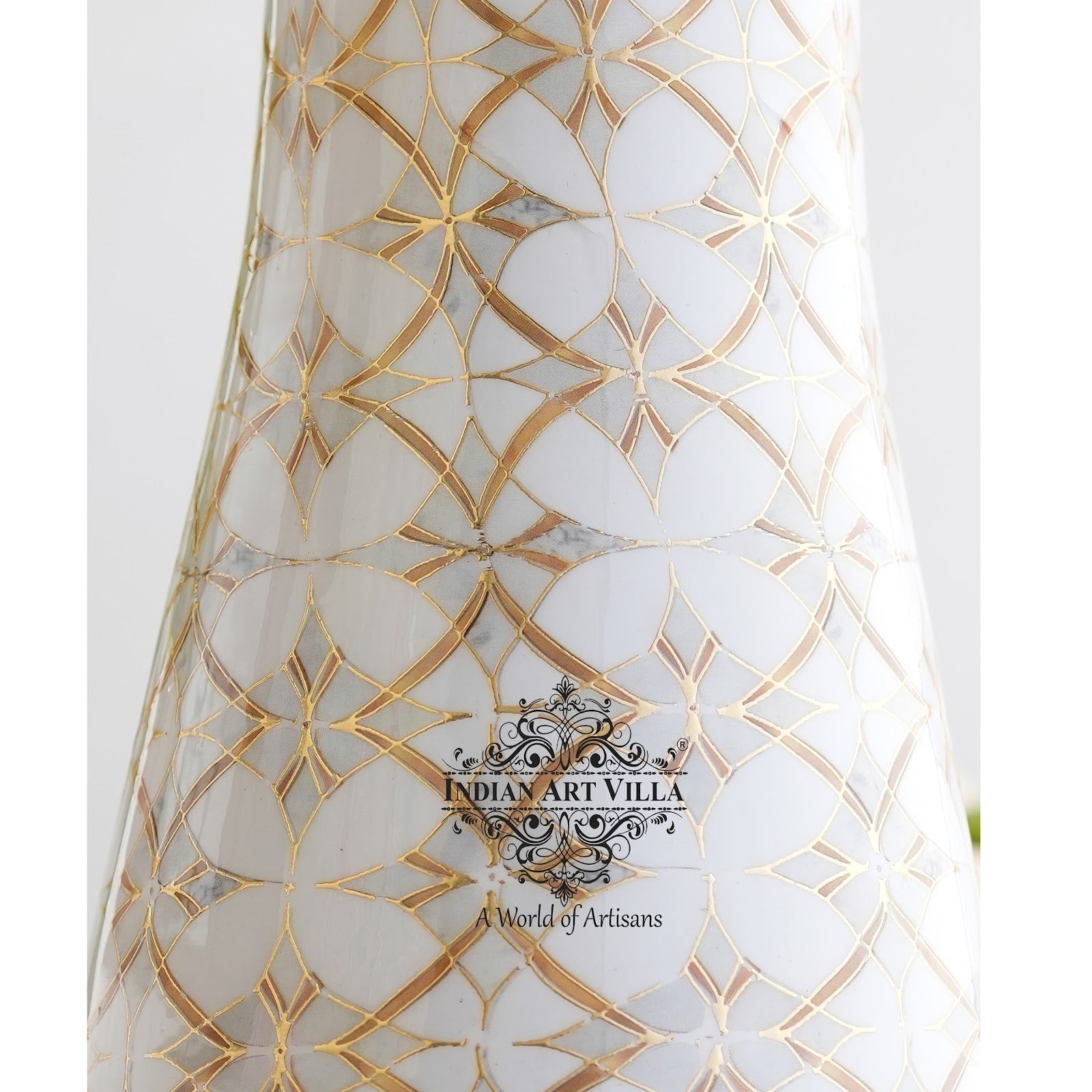 Pure Copper Bedroom Bottle with Golden Print Design 1500 ML