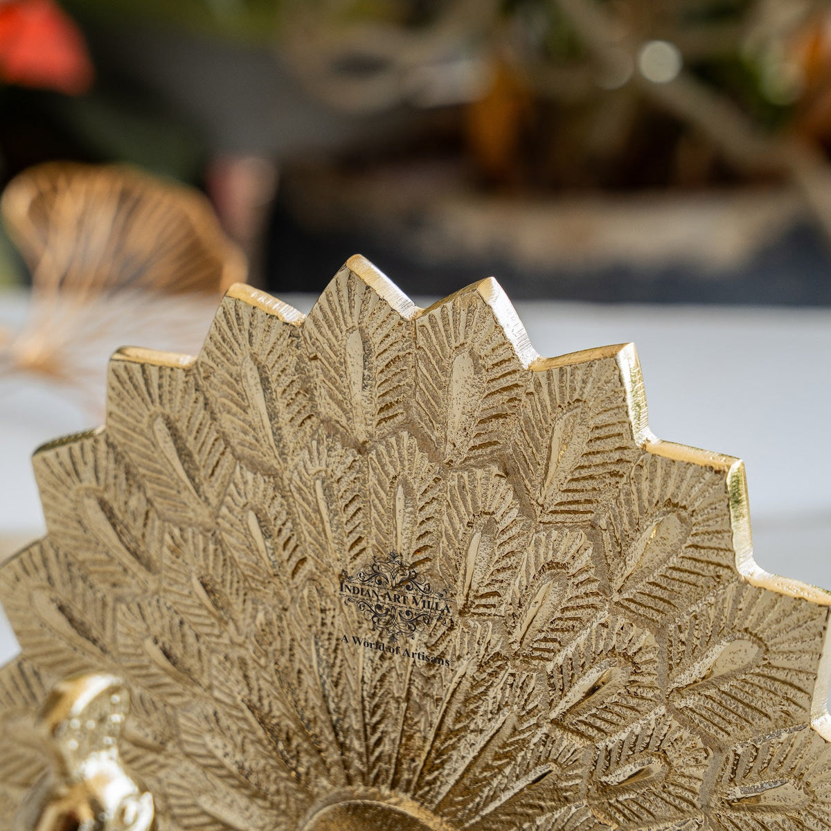 Peacock Gold Finish Showpiece - Decorative Holder