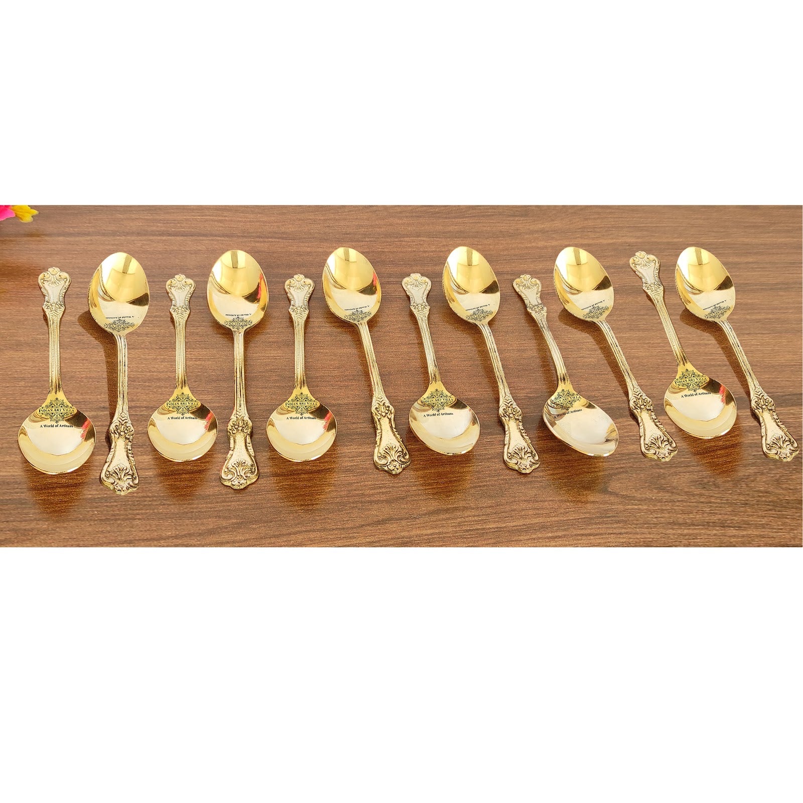 Handmade Pure Brass Designer Spoon, Dinnerware, Tableware For Home | Hotel | Restaurant