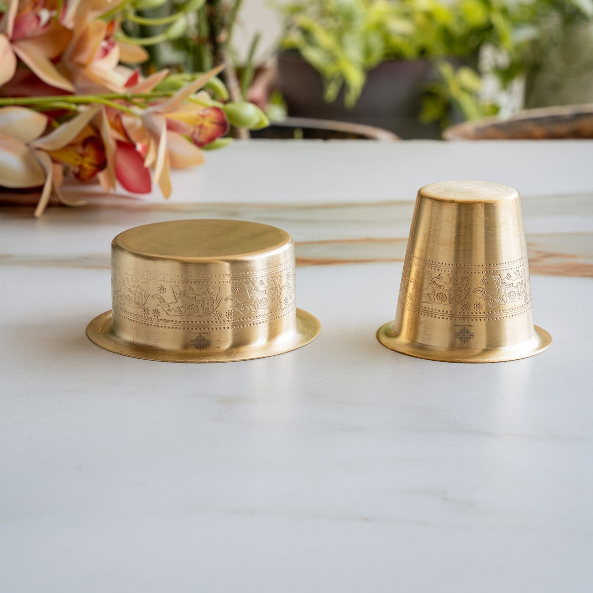 Brass Filter Coffee Dabra Set with Elephant Design
