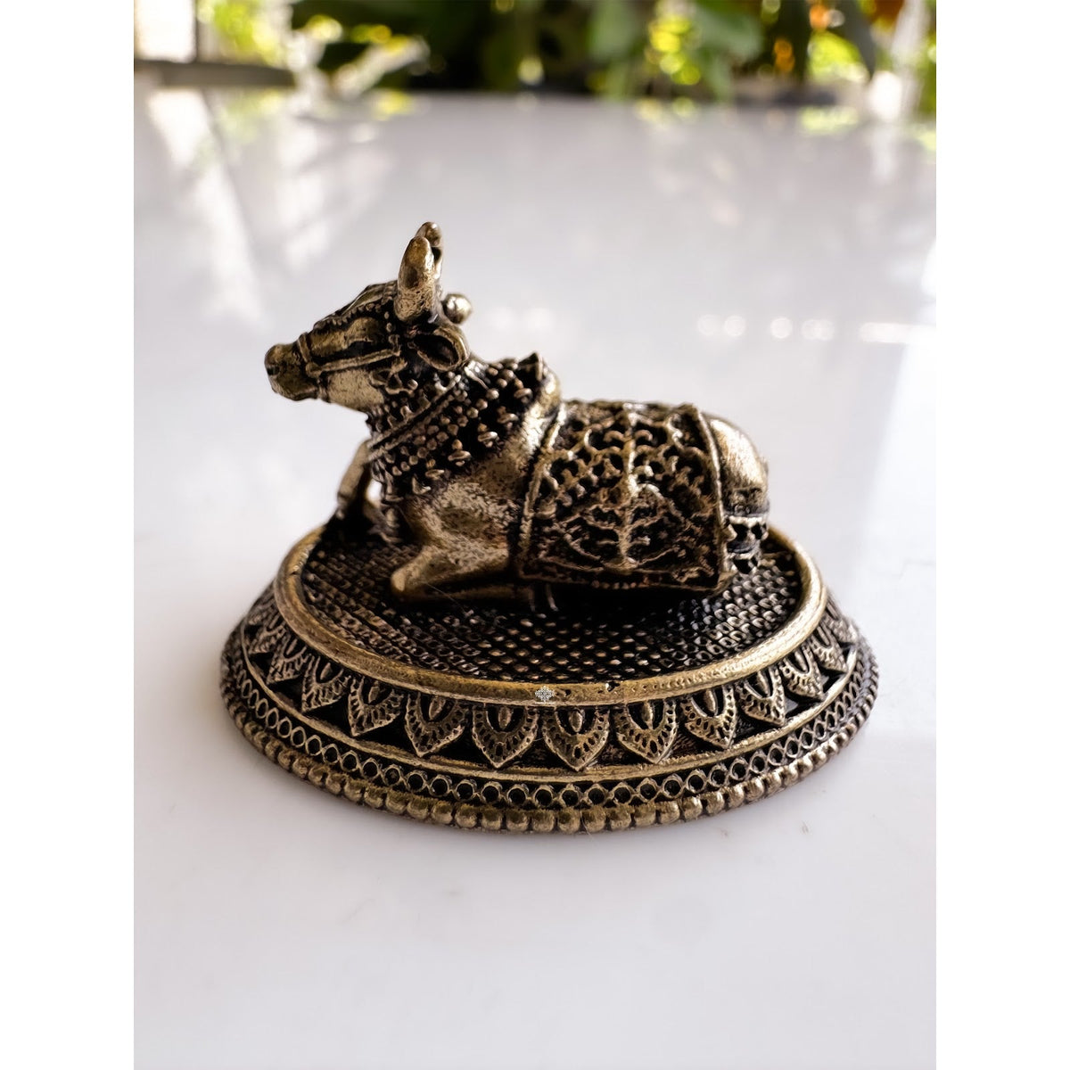 Pure Brass Miniature Sitting Nandi Ji Murti - 2.54 cm