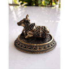 Pure Brass Miniature Sitting Nandi Ji Murti - 2.54 cm