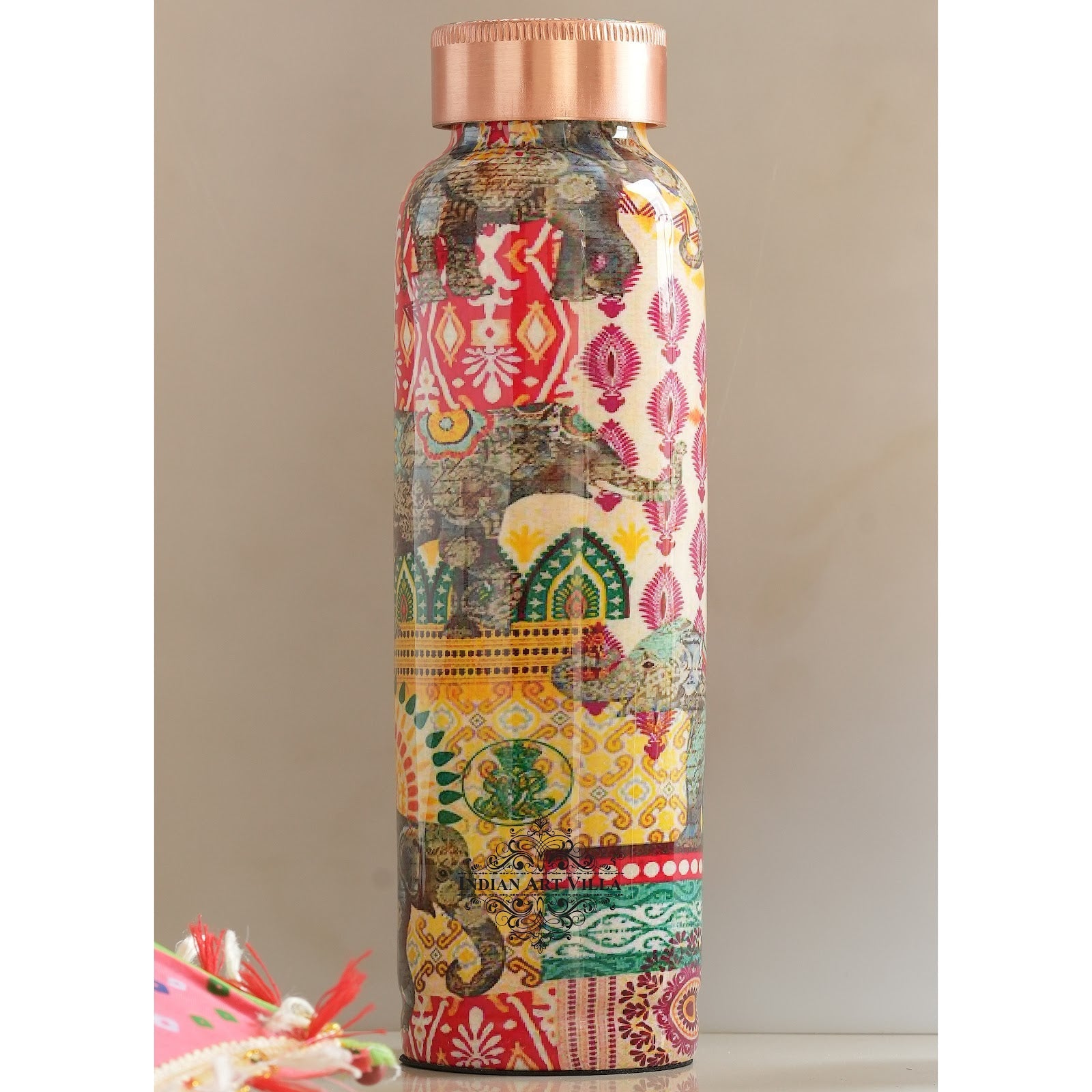 Tamba Bottle with Rajasthani Meena 'Padharo Mhare Desh' Design – 900 ML