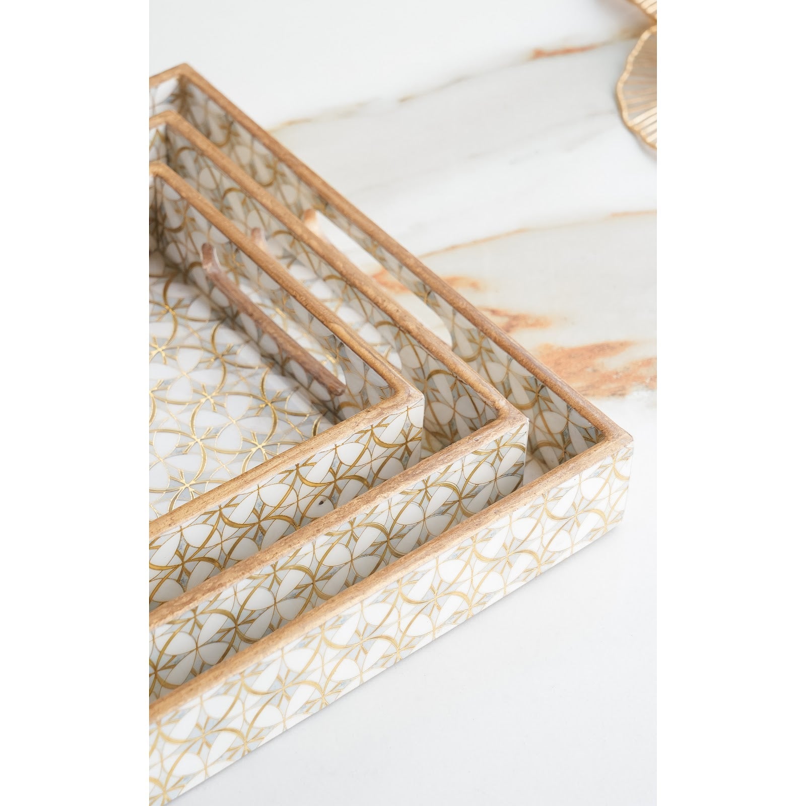 Wooden Tray Set of 3  Handcrafted Multipurpose Decorative Serving Platters