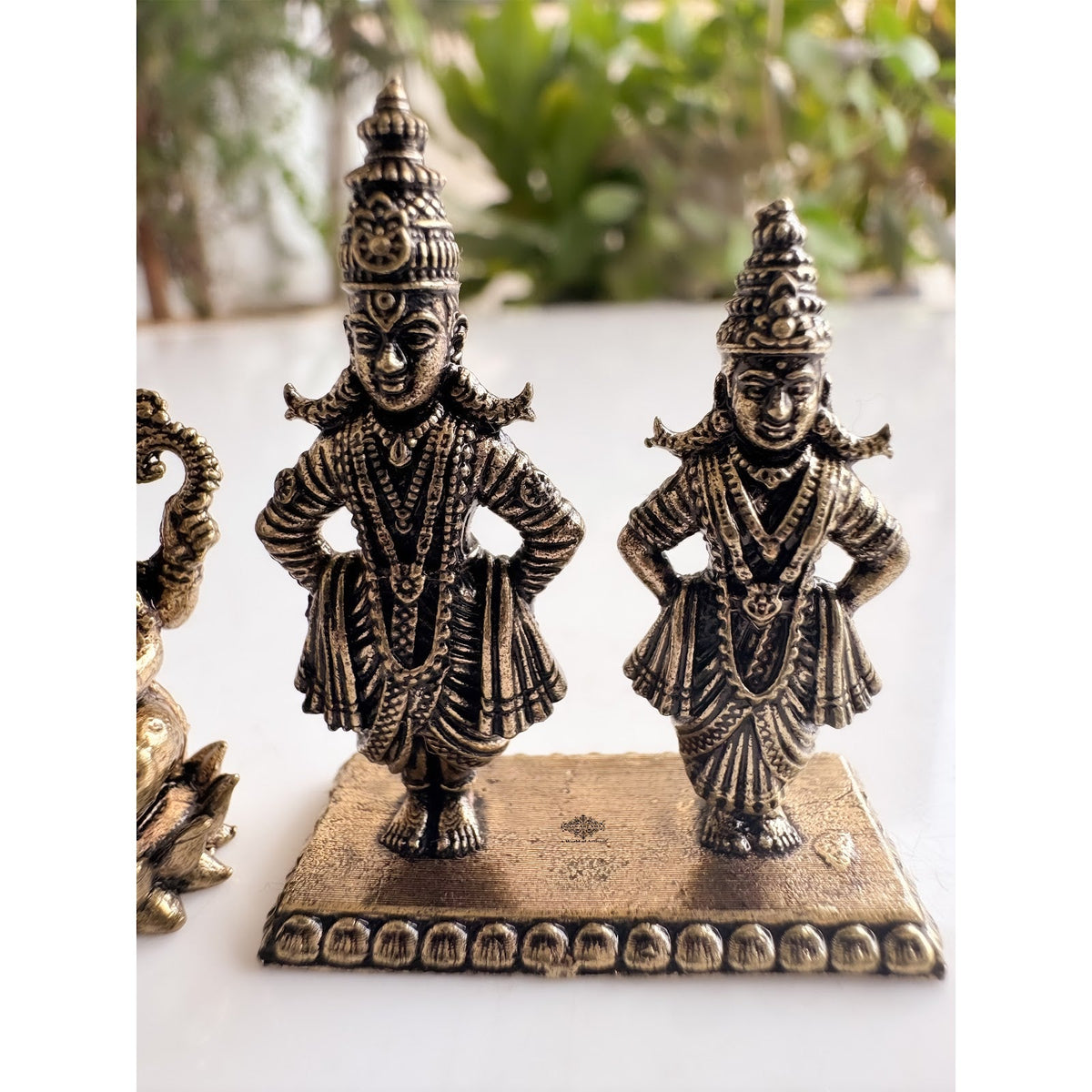 Pure Brass Miniature Vitthal Rukmini Devotional Murti Pair