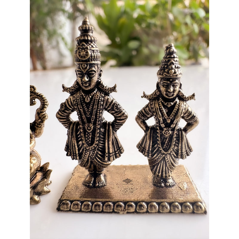 Pure Brass Miniature Vitthal Rukmini Devotional Murti Pair