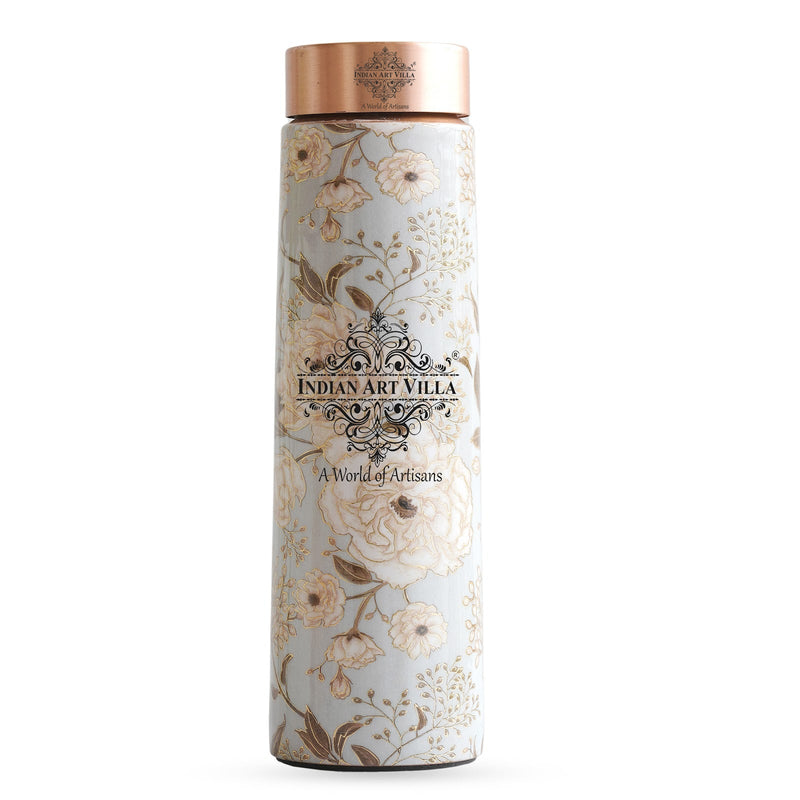 Pure Copper Water Bottle with Pyramid Shape Gold Print Design, 800 ML
