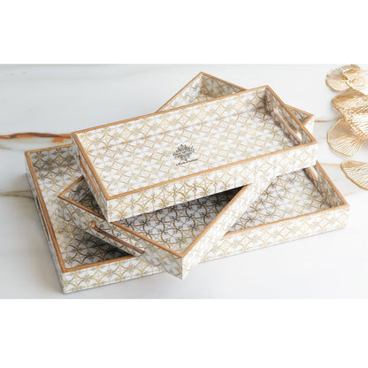 Wooden Tray Set of 3  Handcrafted Multipurpose Decorative Serving Platters