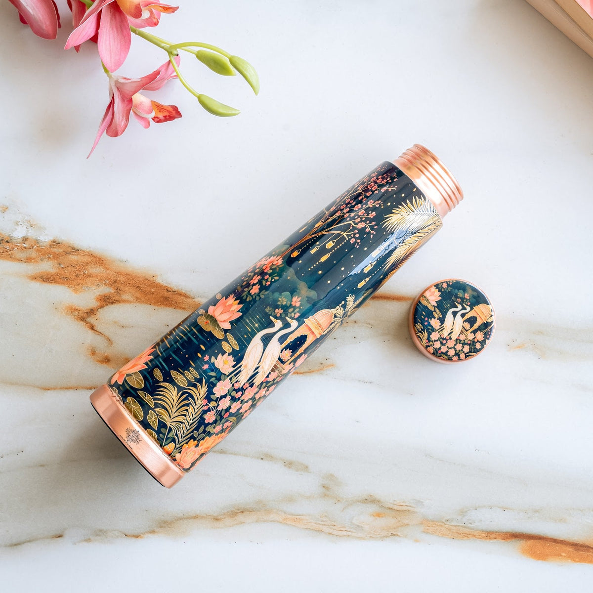 Pure Copper Kalakriti Printed Water Bottle for Daily Use - 750 ML