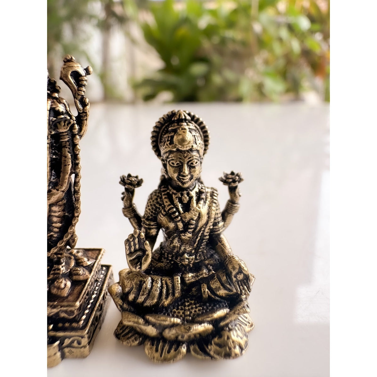Pure Brass Miniature Tirupati Balaji-Lakshmi (Venkateswara-Padmavathi) Pair Murti