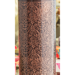 Pure Copper Drinkware Bottle with Antique Dark Embossed Design – 900 ML