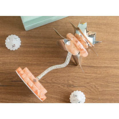 Silver Plated Resin Lamp Stand with Gift Box – Elegant Decorative Lotus Design, Perfcet For Home, Festival, Wedding And Premium Gifting